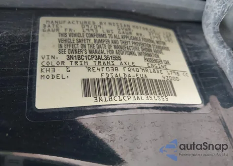 2010 Nissan Versa 1.8S from USA, damaged, VIN 3N1BC1CP3AL351555